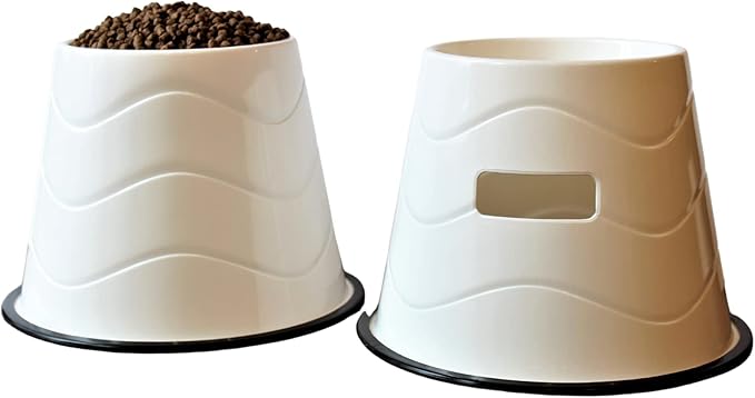 No Slip Base Elevated Bowls for Dogs Wearing Cone - Raised Bowls for Large Dogs - 2 Pair