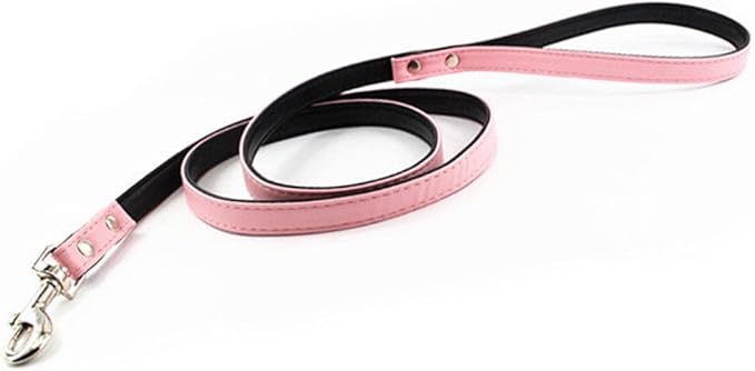 Metal Buckle Pet Collar and Leash Set with Bell Suit for Cats or Puppy Dogs White/Black/Red/Pink/Blue/Brown (S (Collar + Leash), Pink)