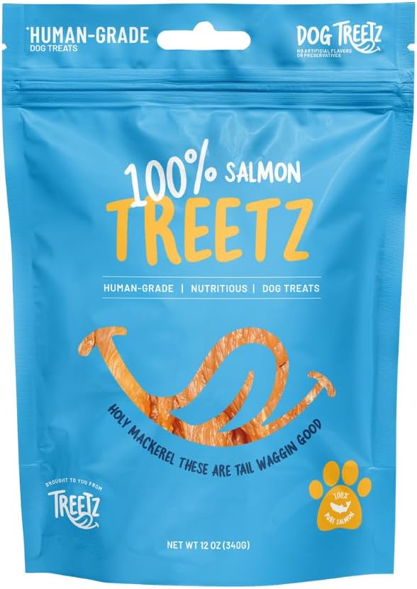 TREETZ Salmon Chips Dog Treats – Lean Protein, Human-Grade, All Natural & Easy to Digest – Soft & Meaty Texture for Training – No Fillers, Preservatives, or Artificial Flavors, 12 oz