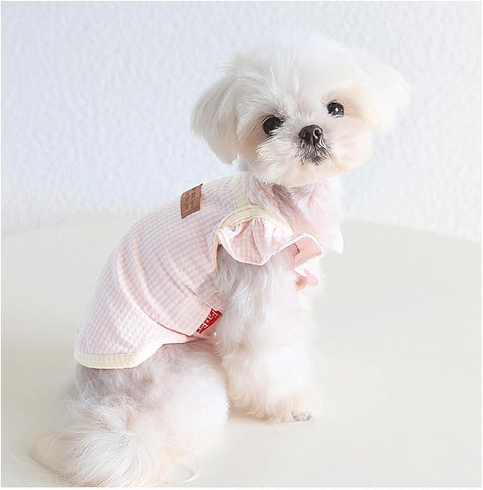 2 Packs Summer Dog Clothes for Small Dogs Girl Breathable Puppy Outfit Cute Cat Shirt for Cat only Spring Pet Tee Shirts Doggies Vest Sweatshirt for Chihuahua Poodle Yorkshire (Pi nk Blue, Medium)