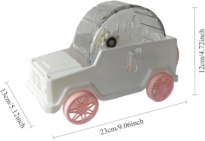 Hamster Running Wheel Car Shape Running Wheel Hamster Exercise Plastic Running Wheel (White,S)