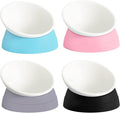 Ravitat 4Pcs Elevated Cat Food Bowl - Adjustable, Anti-Slip & Anti-Noise, Protects Pet's Spine, Thickened Plastic, 17 Oz