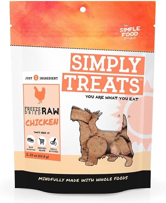 The Simple Food Project Freeze Dried Raw Dog Treats Grain Free, All Natural, with Just 1 Ingredient Chicken for Dogs Use As Training Treats for Puppies, Small, Medium, Or Large Dogs