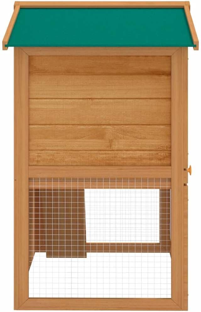 Large Rabbit Hutch Outdoor Solid Pine Wood Brown 37x36.6x38.2 inches Weather Resistant Cozy Home for Rabbits and Small Pets with Cover