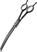PURPLEBIRD Curved Shears Dog Grooming Chunkers, 7 inch Professional Thinning Scissors Safety Blunt Tip Trimming Scissors for Dogs Cats Face Paws Limbs Japanese Stainless Steel (Black)