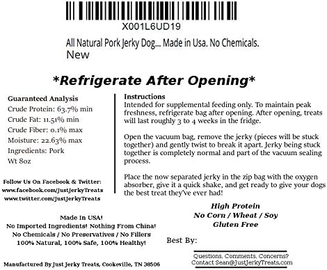All Natural Pork Jerky Dog Treats - Real Pork. Made in USA. No Chemicals.