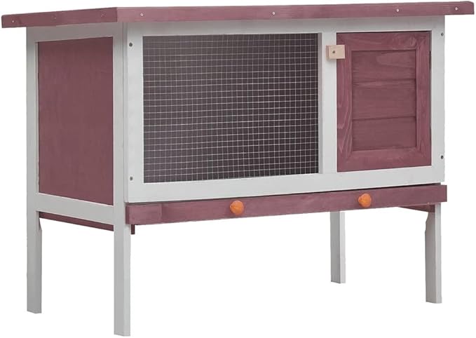 vidaXL Outdoor Rabbit Hutch - Spacious Exterior Bunny Cage, Durable Wood Construction, Weatherproof Design, Pull-Out Tray for Easy Cleaning, with Iron Wire Mesh for Ventilation