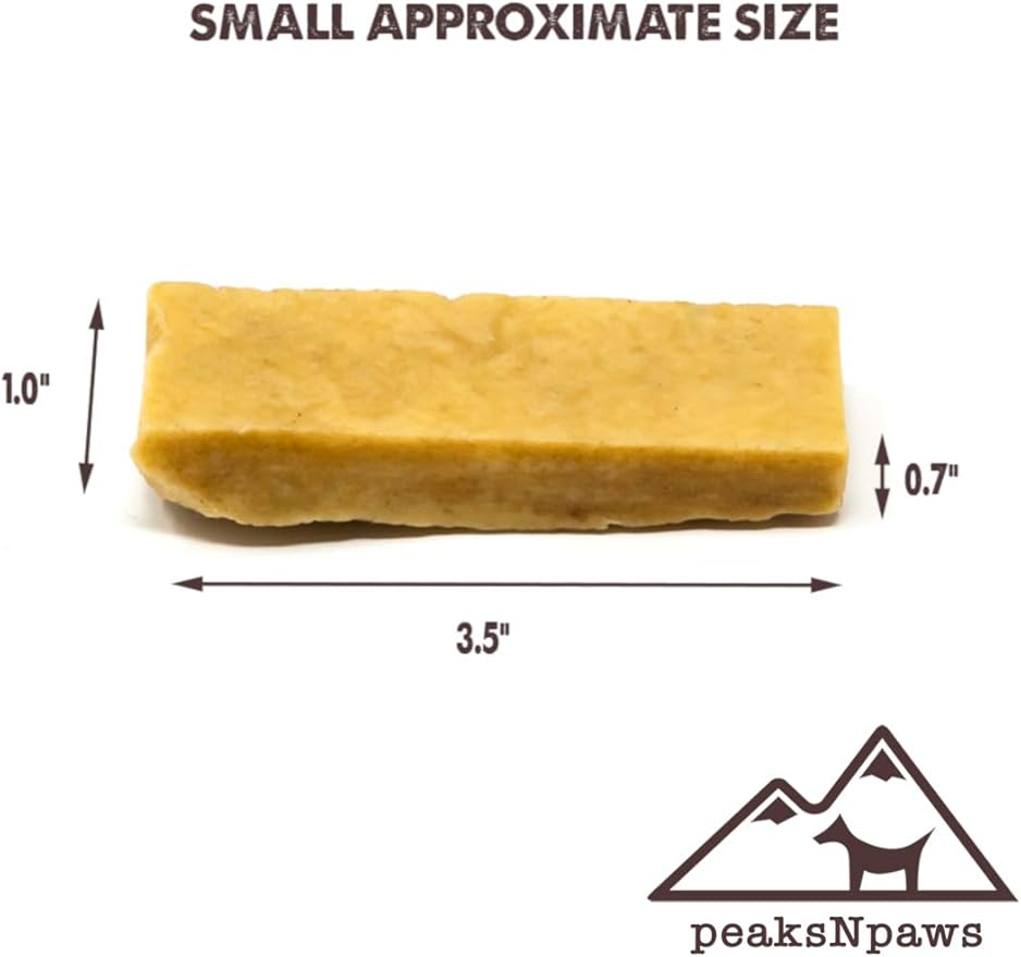 peaksNpaws Yak Cheese Himalayan Dog Chews, High Protein, Natural Dog Treats Small Dogs, Lactose Free Chew Sticks for Aggressive Chewers, Long Lasting Pet Treat for Dogs Under 15 lbs, 9 Small Chews