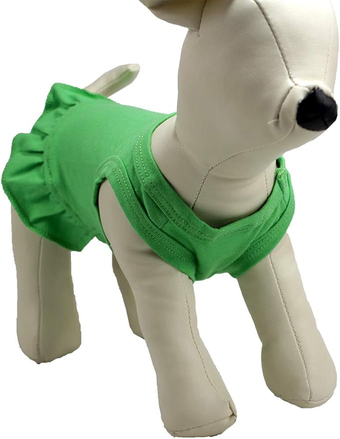 lovelonglong 2019 Dog Dress Sports Tee-Dresses Tanks Top for Miniature Small Size Female Dogs 100% Cotton XS Green