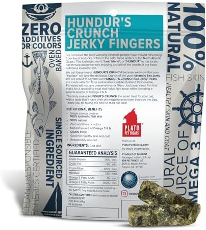 Plato Dog Treats – Hundur’S Crunch Jerky Fingers – 3.5 Oz (2 Pack)