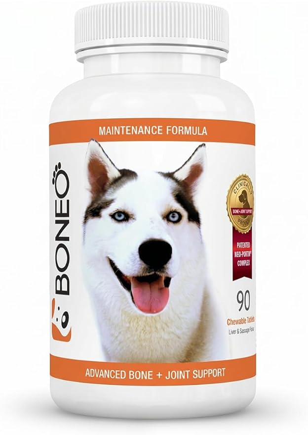 Boneo Canine Maintenance Formula- Lactoferrin-Based Bone and Joint Supplement for Dogs- 90 Ct Chewable Tablets, Liver and Sausage Flavor