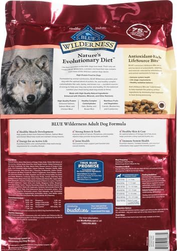 Blue Buffalo Wilderness Natural High-Protein Dry Food for Adult Dogs, Salmon Recipe, 13-lb. Bag