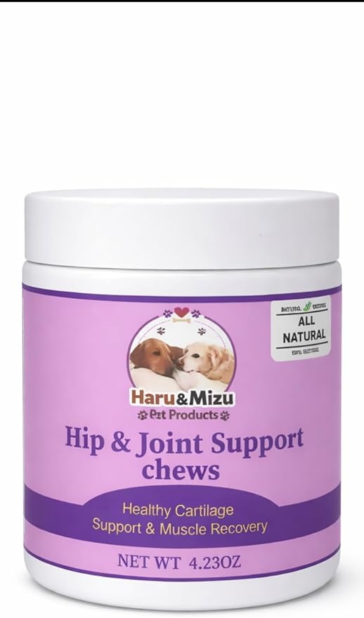 Haru & Mizu Hip & Joint Support Chews for Dogs, All Natural, Glucosamine and Chondroitin, 40 Soft Chews, 4.23 oz