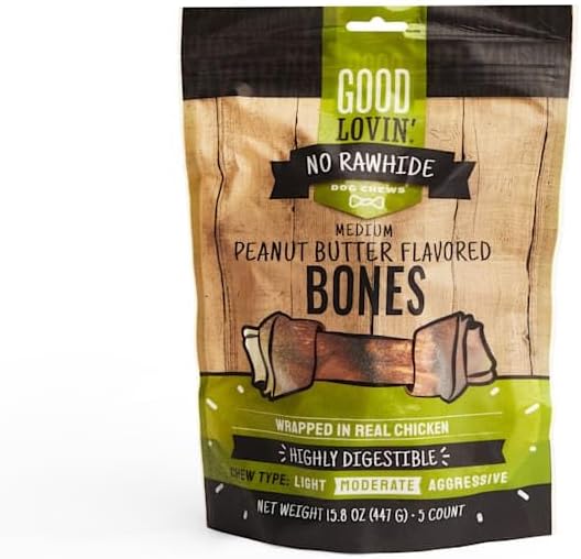 Good Lovin' No Rawhide Medium Peanut Butter Flavored Dog Bones 15.8 oz. Count of 5