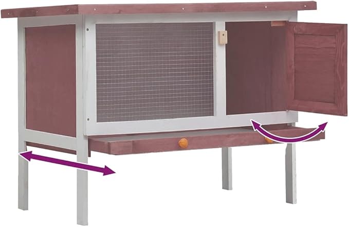 vidaXL Outdoor Rabbit Hutch - Spacious Exterior Bunny Cage, Durable Wood Construction, Weatherproof Design, Pull-Out Tray for Easy Cleaning, with Iron Wire Mesh for Ventilation