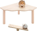 2-in-1 Wooden Hamster Platform & Seesaw Set - Natural Pine Small Animal Climbing Toy & Cage Accessories for Syrian Hamster, Gerbil, Mouse, Rabbit Habitat Enrichment (Bridge/Maze/Wheel/Hide Compatible)