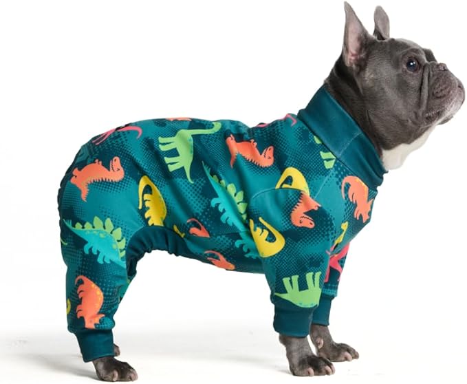 Spark Paws Dog Pajama, Dog Recovery Suit Male, Onesie, Ultra-Soft and 4-Way Stretch, for Small Medium and Large Breeds - Dinosaurs - XL