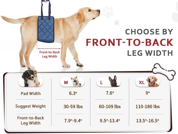 Adjustable Dog Sling Dog Lift Harness for Large Dogs, Hind Leg Support Portable Soft Lift Support and Rehab Harness for Weak Rear Legs, for Senior, Injured, Disabled and After Surgery Dogs Large
