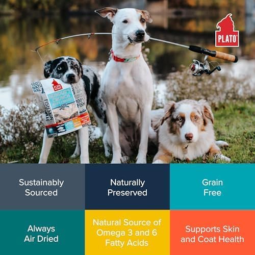 PLATO Pet Treats Fish Dog Treats - Air-Dried, Single Ingredient Dog Treat - with Omega 3 & 6 Fatty Acids to Support Skin and Coat - Cod Fish Skin - Hundur’s Crunch Jerky Fingers - 10 oz - 2 Pack