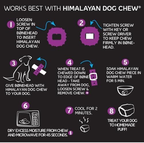 Himalayan Dog Chew Bonehead Large Dog Chew Holder, Secures Chews for Dogs, Chew Smarter and Longer, Stimulate Your Dog, Holds Yak Chews with Screw-in Fastener, 1 Dog Toy