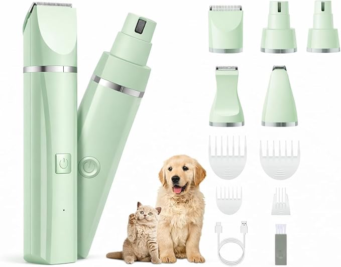 Deluxe 16-Piece Pet Grooming Kit with Carry Bag -Kit for Dogs & Cats – Quiet Clippers, Nail Grinder & Brushes