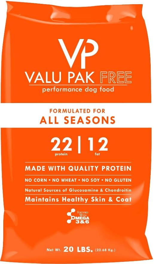 Valu-Pak Free 22-12 All Seasons Dog Food, Gluten Free, Wheat Free, Corn Free, Soy Free, Skin & Coat Health (20 lbs)