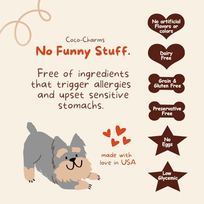 CocoTherapy Pumpkin Pie Coco-Charms Dog Training Treats, 5 Ounces Each, Supports Digestive Health, Made in The USA