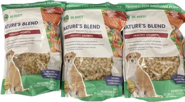 Dr. Marty Nature's Blend Healthy Growth for Puppies Freeze Dried Raw Dog Food 48 oz (3 Bags x 16 oz)