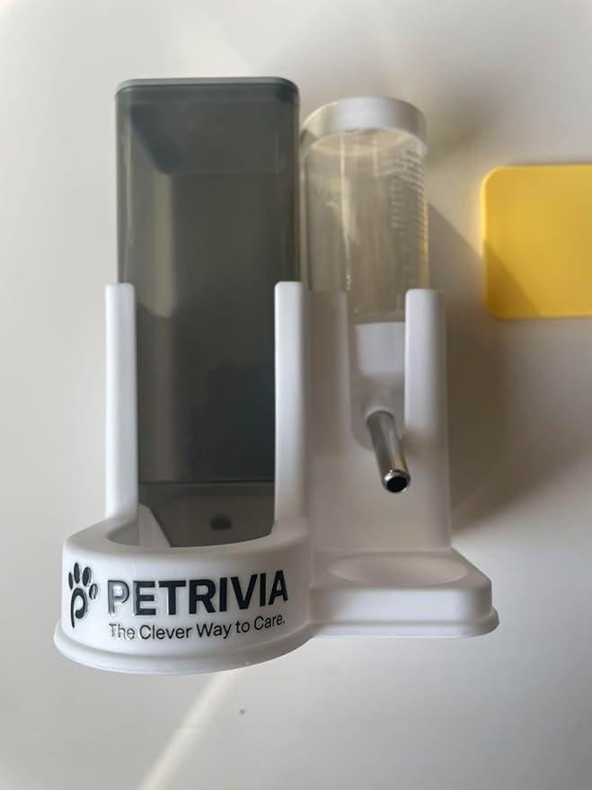 2 in 1 Automatic Hamster Feeder and Water Dispenser No Drip with Stainless Steel Nozzle, Small Animal Water Bottle, Bunny Rabbit Guinea Pig Rodent Cage Mount Gravity Feed