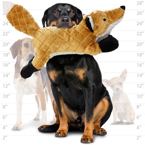 MIGHTY- Massive - Squeaker-Multiple Layers. Made Durable, Strong & Tough. Interactive Play Dog Toy (Tug, Toss & Fetch). Machine Washable & Floats. (Fox, Massive 2 Pack)