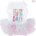 ANIAC Girl Dog Birthday Tutu Dresses Puppy Lace Skirt and Hairpin Cat Birthday Princess Dress Pet Clothes for Cats Small Dogs (Large, White)
