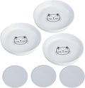 Lusifaco Shallow Cat Food Bowls, 5.9 Inch Wide Ceramic Cat Dish for Indoor Cat,Anti Whisker Fatigue Cat Dishes Set, Kitten Plates for Food and Water,Non-Slip Silicone Mat,3 Pack(White)