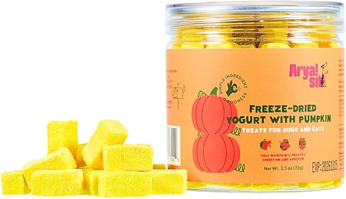Freeze-Dried Food Topper (Yogurt with Pumpkin) for Dogs and Cats - Probiotic-Rich · High Fiber · Supports Healthy Poop