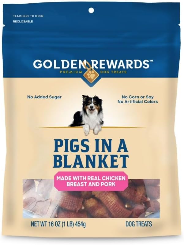 Golden Rewards Pigs in a Blanket Chicken and Pork Sausage Dog Treats, 16 oz