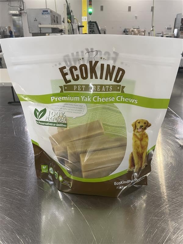 EcoKind Premium Gold Yak Cheese Himalayan Dog Chews, Dog Treats Large Breed, All Natural, High Protein Dog Chew, Chicken, Large - 5 Chews