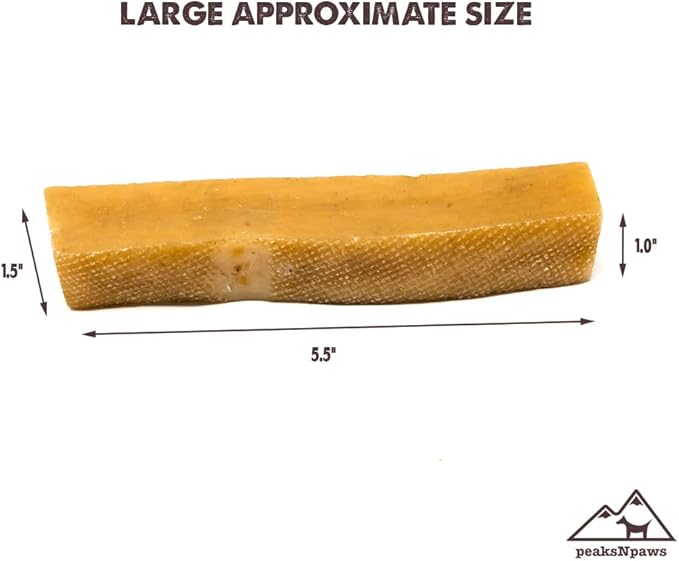 peaksNpaws Yak Cheese, High Protein, Himalayan Dogs Chews, Natural Dog Treats, Lactose Free, Long Lasting Dogs Treat for Aggressive Chewers Under 55 lbs 20 Large Chew Sticks, 5 lb Bag