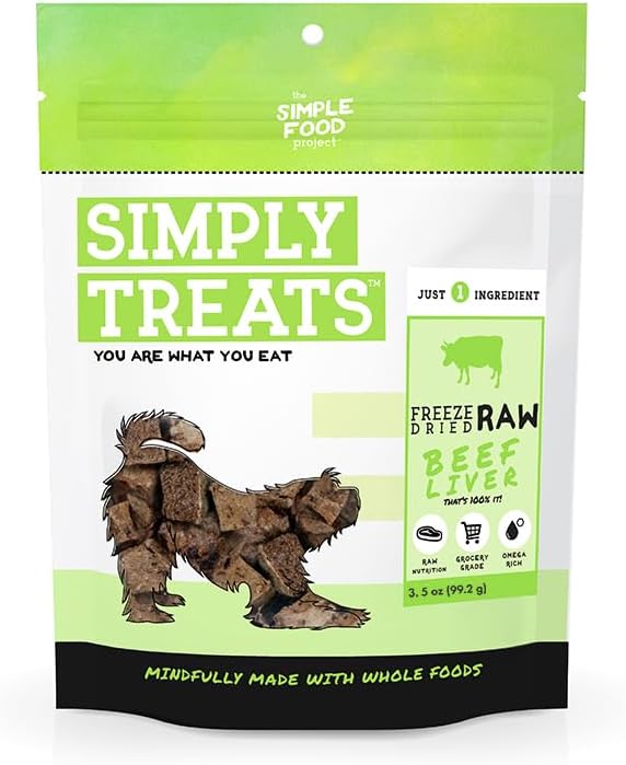 The Simple Food Project Freeze Dried Raw Dog Treats Grain Free, All Natural, with Just 1 Ingredient Beef Liver for Dogs Use As Training Treats for Puppies, Small, Medium, Or Large Dogs
