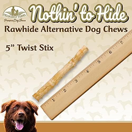 Fieldcrest Farms Nothing to Hide Natural Rawhide Alternative Twist Stix for Dogs - 3 Pack (30 Sticks) Premium Grade Easily Digestible Chews - Great for Dental Health (Peanut Butter, Small Stix)