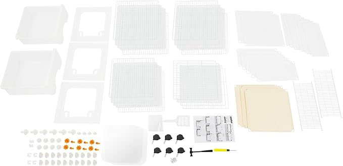 Small Animal Cage, Guinea Pig Cages with Rolling, Durable Front Doors, Chinchilla Cage with Scoop for Rat, Hamster, Guinea Pig, Squirrel (White, 61in)
