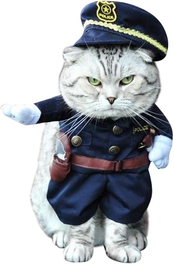 NACOCO Halloween Pet Policeman Costume - Dog and Cat Funny Clothes Outfit Apparel for Small Medium and Large Dogs(Navy Blue, M