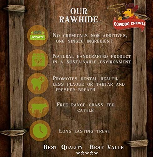 Cowdog Chews Natural Rawhide Chips – Premium Long-Lasting Dog Treats with Thick Cut Beef Hides, (1Lb)