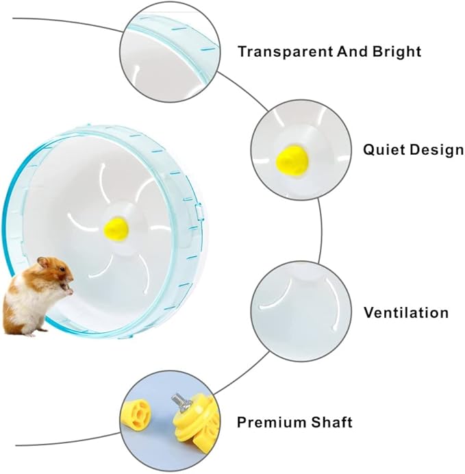 Silent Hamster Wheel - Exercise Wheel for Syrian Hamsters - Quiet Spinner Running Wheel for Small Animals - Pet Hamsters Gerbils Mice Rats Guinea Pig Hedgehog Exercise Wheel Toy