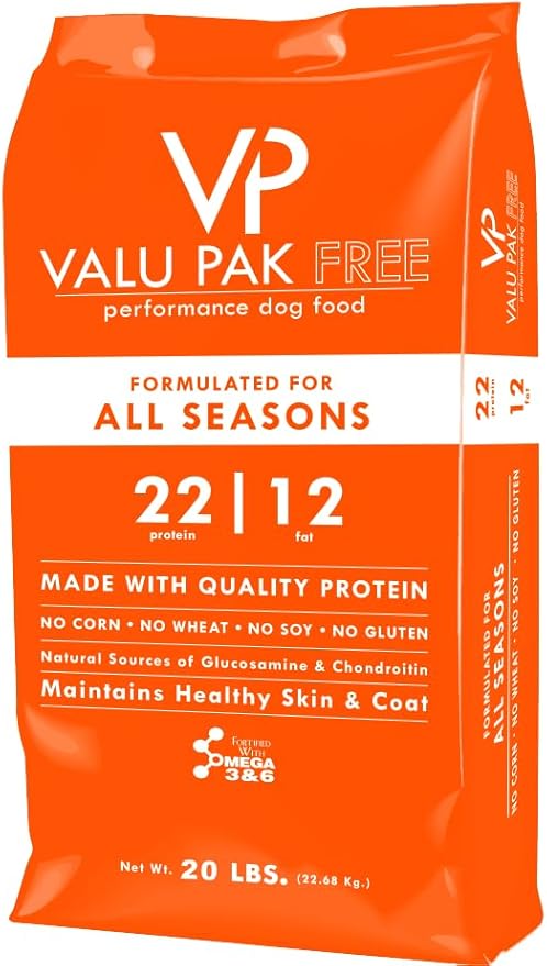 Valu-Pak Free 22-12 All Seasons Dog Food, Gluten Free, Wheat Free, Corn Free, Soy Free, Skin & Coat Health (20 lbs)
