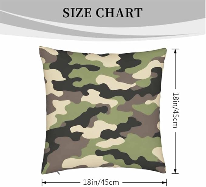 Pillow Cases Fashion Black Brown Green Camo Seamless Pattern Pack of 2,Decorative Throw Pillow Covers for Couch Bedroom Living for Girl Boy 18X18 Inch