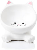 Elevated Cat Bowls, 4.9 Inch Ceramic 3D Raised Cat Food Bowl for Whisker Fatigue, Slanted Cute Kitten Food Bowl & Porcelain Water Dish 4.5 OZ, Anti-Vomiting, Protects Pet’s Spine, 1 Piece