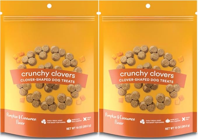 Grain Free Pumpkin Dog Treats - Crunchy Dog Biscuits, Low Calorie Training Treats for Dogs - Clover-Shaped Dog Cookies for All Breeds, All Life Stages, No Wheat Corn Soy - 20oz (Packaging May Vary)
