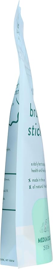 Bocce's Bakery Dailies Brushy Sticks to Support Oral Health & Fresh Breath, Wheat-Free Dental Bars for Dogs, Made with Real Ingredients, Baked in The USA, Natural Coconut & Mint, Medium Dogs