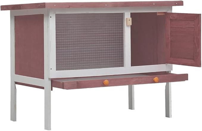 vidaXL Outdoor Rabbit Hutch - Spacious Exterior Bunny Cage, Durable Wood Construction, Weatherproof Design, Pull-Out Tray for Easy Cleaning, with Iron Wire Mesh for Ventilation