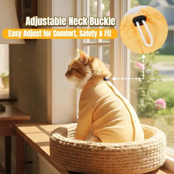 Cat Surgery Recovery Suit Female, Cat Onesie for Cats After Surgery Female & Male, Breathable Cat Spay Recovery Suit, Cat Cone Alternative Anti Licking, Cat Surgical Clothes for Cats Only (Orange, L)