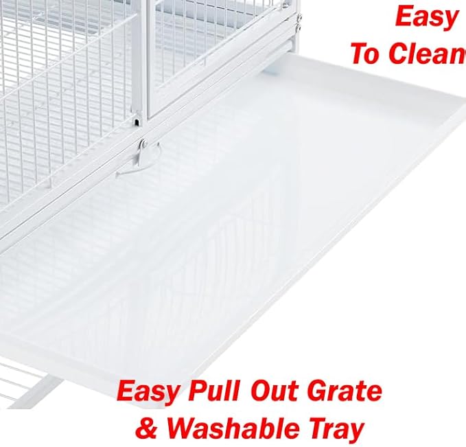 X-Large 31"x18.5"x53.5"H Deluxe Double Unit 4-Tiers Tight 1/2-Inch Bar Spacing Double Large Front Doors Feisty Ferret Squirrel Hammock Chinchilla Rat Hamster Gerbil Small Animal Critter Rolling Cage